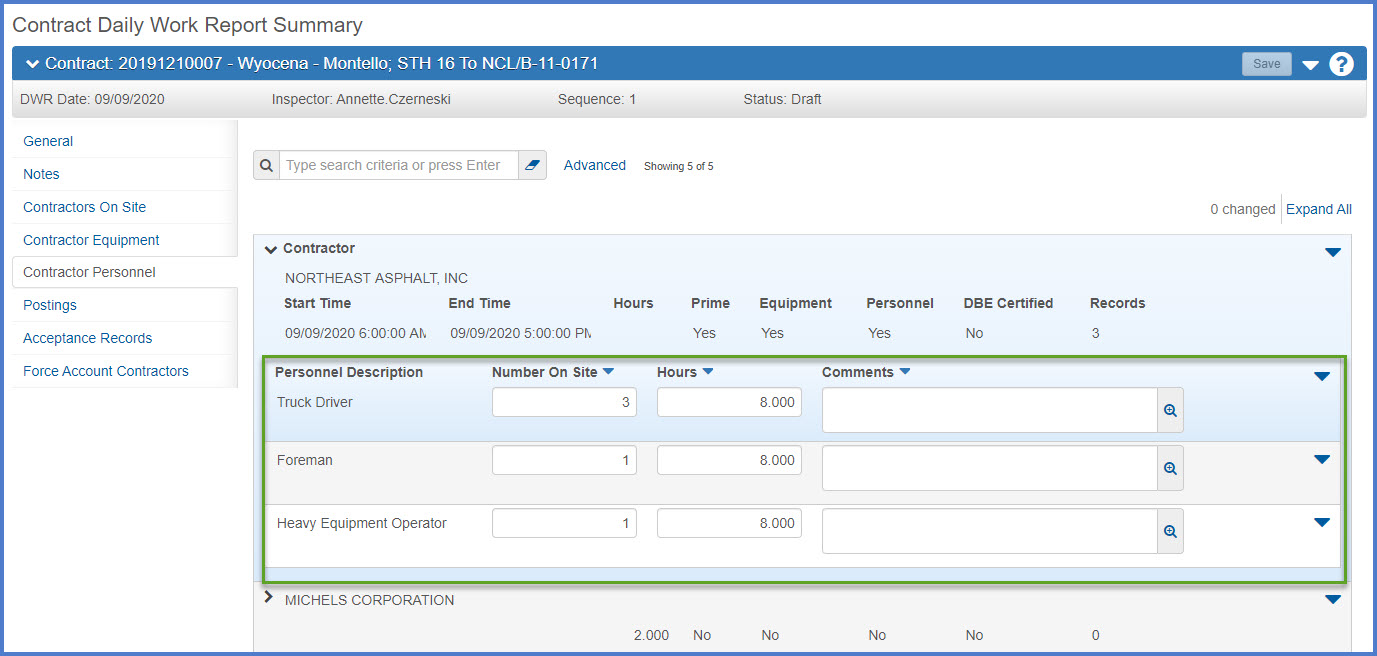 Daily Work Reports (DWRs)